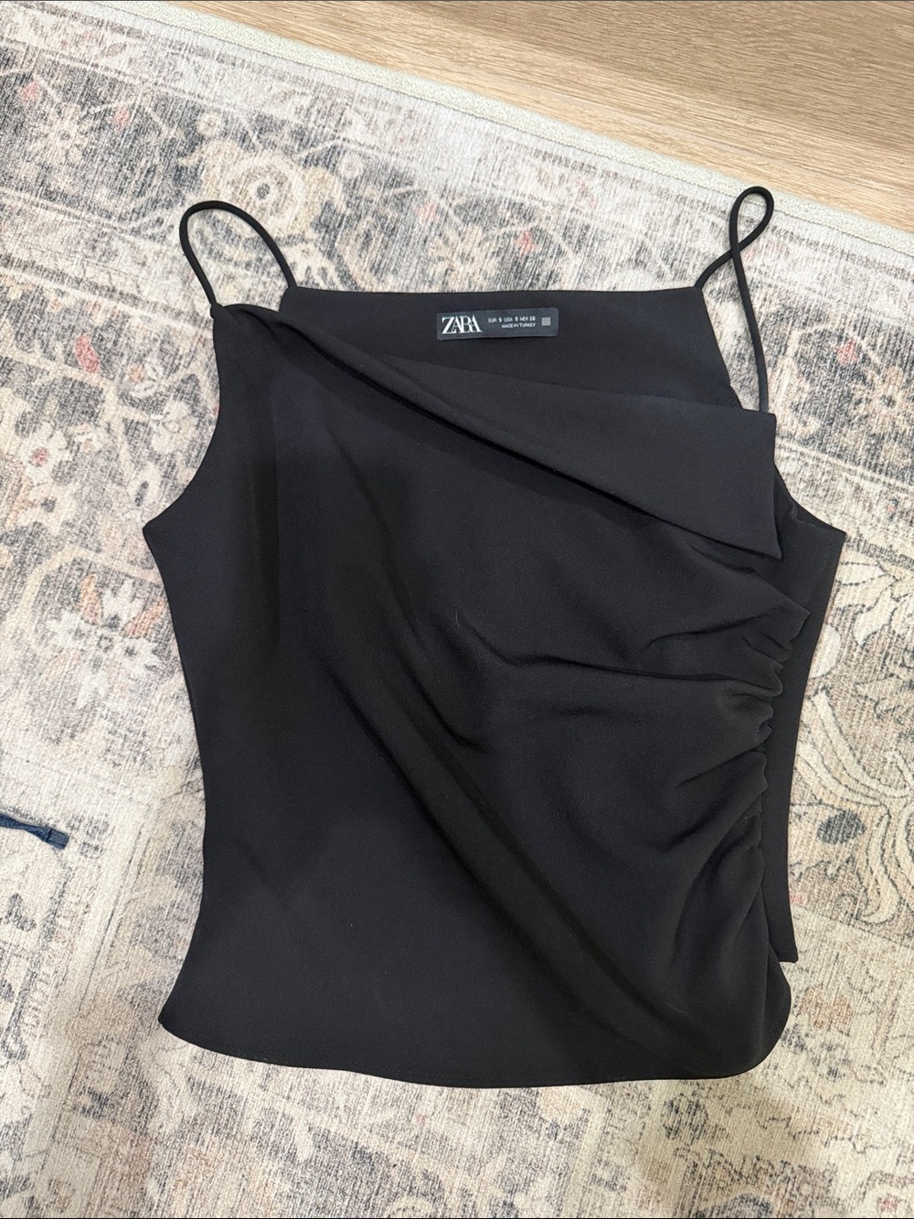 ZARA Black Draped Spaghetti Strap Camisole